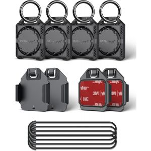 VornixorSarlshop-tui Coques de Protection S&eacute;curis&eacute;es pour AirTag avec Porte-cl&eacute;s, Sangle &agrave; Boucle et Support Adh&eacute;sif 3M pour Porte-cl&eacute;s, Collier de Chien, Sac, V&eacute;lo et Plus Encore, &eacute;tanche IPX8 (Noir - Neuf