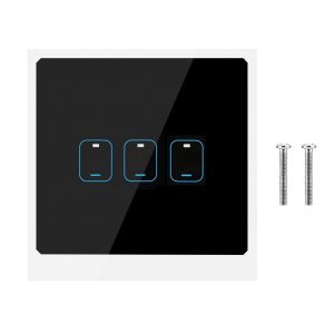 Interrupteur tactile intelligent Wi-Fi 3 gangs, commande vocale a distance via application, prise UE 90-250 V - Neuf