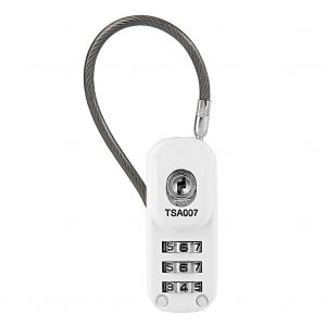 Cadenas a code a 3 chiffres reinitialisable et accepte par la TSA pour bagages et valises, blanc - Neuf