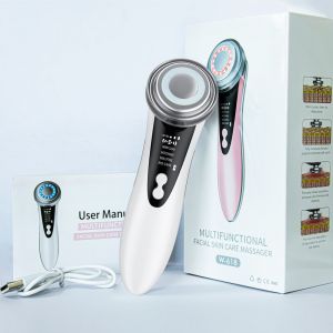 Masseur De Soins Du Visage Multifonctionnel,Appareil Électrique De Massage De Beauté Du Visage,Nettoyage Du Visage,Led,Rajeunissement De La Peau,Lifting Et Serrer - Type White - Neuf