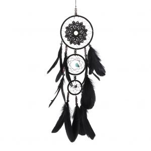HJLIAN Attrape-reves elegant en plumes noires, decoration murale pour la maison, cadeau de mariage - Neuf