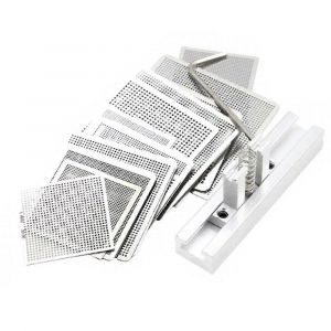 27 pcs maille d'acier ordinateur portable puce flux BGA Reballing Stencil Template Kit avec station de reball universelle - Neuf