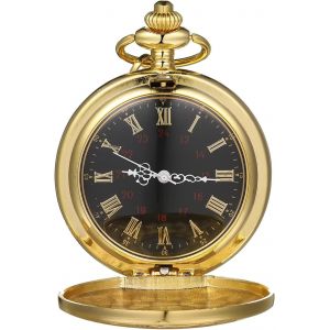 Trahoo-Montre De Poche Vintage, Montre À Gousset Homme Avec Chaîne, Rétro Quartz À Cadran En Chiffres Romains, Pour Homme, Femme, Papa Fête D¿Anniversaire - Neuf