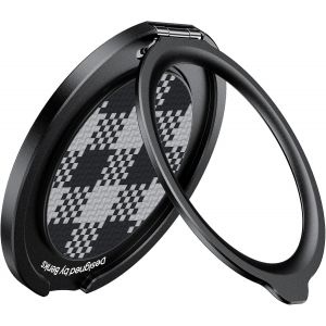 SJZG-Anneau T&eacute;l&eacute;phone Magn&eacute;tique Pour Magsafe - Support Et Grip 2-En-1, Rotation 360&deg;, Support 180&deg;, Kevlar Anneau Avec Sangle, Poign&eacute;e Ergonomique Pour Iphone 16/15/14/13/12 - Noir Carreau - Neuf