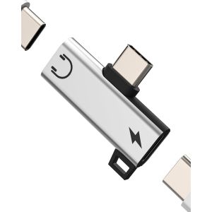 Thef-Adaptateur Usb C Jack Audio Charge (2 In1)Double Type C Casque Chargeur Câble Adaptateur Compatible Pour Samsung S22 S23 Pour Apple Iphone15 Aux Écouteurs Répartiteur Headphone Prise Accessoires - Neuf