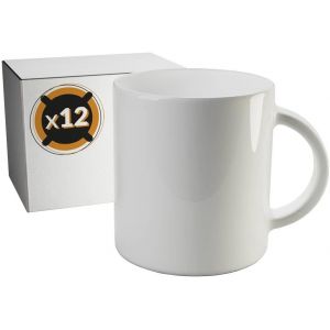 Mevronisshop-12 Tasses De Sublimation En C&eacute;ramique Blanche Avec Poign&eacute;e | Bo&icirc;te Individuelle Neutre | 350 Ml | Cat&eacute;gorie Aaa | Passe Au Micro-Ondes Et Au Lave-Vaisselle - Neuf