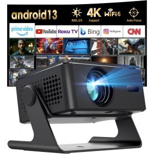 Vidéoprojecteur intelligent, Android, Full HD 1080p, mise au point automatique/correction trapézoïdale, rotatif à 180 °/Keystone automatique/WiFi 6/Bluetooth5.0, vidéoprojecteur 4K home cinéma - Neuf