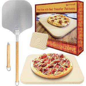 Jexnovashop-Pierre &Agrave; Pizza Pour Four - Avec Pelle &Agrave; Pizza En Bois - Pierre Pizza En Cordi&eacute;rite - Pour Une Base Croustillante Et Une Juteuse - Neuf