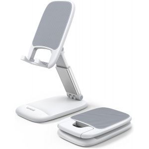 KAL-Support T&eacute;l&eacute;phone R&eacute;glable, Dock T&eacute;l&eacute;phone - Pliable Support Dock Pour Iphone 16 Pro Max Plus, 15/14/13/12 Pro Max Plus Mini, Xs Xr X 8 7, Samsung S10 S9, Huawei, D'Autres Smartphones - Blanc - Neuf