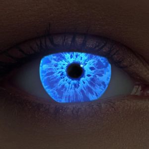 Lentilles Lumière Uv Couleur Pour,Effet De Lueur,1 Paire(2 Pcs),Sans Correction+Étui À Lentilles ""Sparkle""(Bleu,14.00,0.00) - Neuf