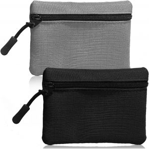 Kalanka-Lot De 2 Porte-Monnaie À Fermeture Éclair Pour Femme Et Homme, En Tissu Oxford, Petit Porte-Monnaie Pour Fille Et Garçon, Mini Pochette Portable Pour Pièces De Monnaie (Noir + Gris) - Neuf