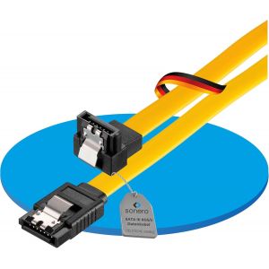 AYU-sonero® jeu de câbles de données SATA III 6Gb/s, 2x 0,50m, coudé + 2x 0,50m, jaune - Neuf