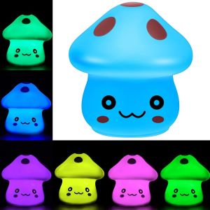 Veilleuse LED en forme de champignon mignonne, lumière changeante de couleur - Neuf