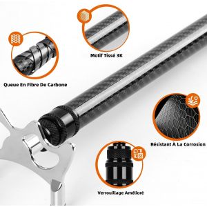 Batoufle Retractable En Fibre De Carbone 3k Tetes De Pont Metalliques Amovibles, Repose Queue De Billard Sac De Rangement, Accessoires De Table De Billard Cadeau Anniversaire Saint Valentin - Neuf