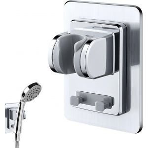 JGD-Support Pommeau de Douche, Support de Douche Sans Percage Fixation Adh&eacute;sive Ultra Puissante, Porte Douchette avec Angle Compl&egrave;tement Ajustable, pour Toute Salle de Bain, Capacit&eacute; de Charge 14 KG - Neuf
