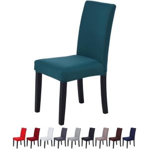 R Housse De Chaise Extensible 4 Pièces,Housse De Salle À Manger Amovible Housse De Chaise Pour Salle À Manger Bouquet De Mariage Moderne,Hôtel,Décor De Restaurant (Vert Alpin,4 Pièces) - Neuf