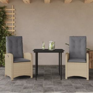 Prolenta Premium - Ensemble &Agrave; Manger De Jardin Et Coussins 3 Pcs M&eacute;lange Beige - Neuf
