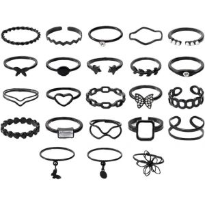 Kahfl-22 Pièces Bague Femme,Bague Femme Acier Inoxydable,Bague Acier Inoxydable Femme,Bague Femme Acier Inoxydable,Bague Rétro Vintage Réglable,Bague Empilable Ensemble Ouvert,Bague Pour Fille (B) - Neuf