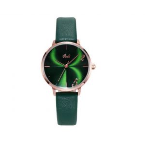 Montre &Agrave; Quartz Vert For&ecirc;t Pour Femme, &Eacute;tanche Jusqu'&agrave; 30 M, Design Simple, Cadran De 33 Mm, Bracelet En Cuir - Neuf