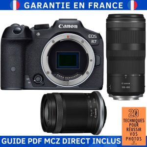 Canon EOS R7 + RF-S 18-150mm F3.5-6.3 IS STM + RF 100-400mm f5.6-8 IS USM + Guide PDF MCZ DIRECT '20 TECHNIQUES POUR R&Eacute;USSIR VOS PHOTOS - Neuf