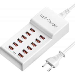 LORANKA-Chargeur USB Multiple 50 W, Station de Recharge USBA 12 Ports, Charge Rapide, multiprise USB Compatible avec iPhone 11/12/13/14/15/16 Pro/iPad/Samsung Galaxy S23/S24/tablette - Neuf
