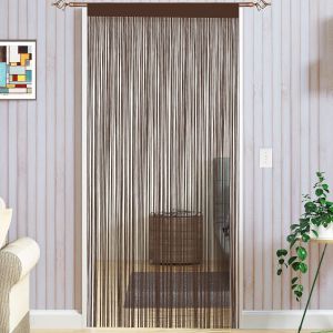 Kalanka-Rideaux À Cordes Style Spaghetti Faits À La Main - Divise-Pièces Multifonctions - Grillage-Moustiquaire Pour Fenêtres Et Portes, Café, 90x245cm - Neuf