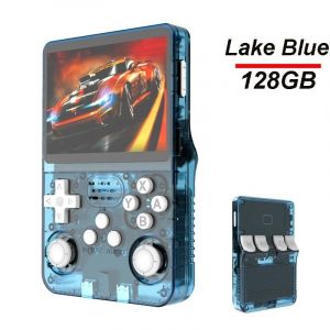 Console De Jeu Portable R36s, Écran Ips De 3.5 Pouces, Rétro Classique, Système Arkos, Lecteur De Jeu Vidéo De Poche Portable-Lake Bleu 128g - Neuf