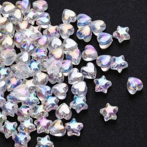 Lot De 100 Perles En Acrylique En Forme D'étoile En Forme De C?Ur,Perles Colorées Pour La Fabrication De Bijoux,Colliers,Bracelets,Boucles D'oreilles,Porte-Clés - Neuf
