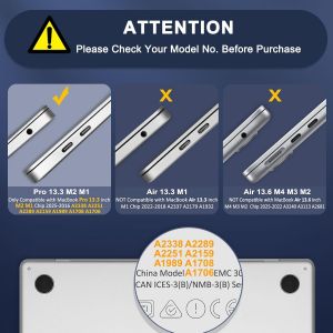 ChicSlick-Coque Compatible Avec Macbook Pro 13 Pouces 2024 2023 2022-2016 M2 M1 A2338 A2289 A2251 A2159 A1989 A1706 A1708 Avec/Sans Touch Bar, &Eacute;tui De Protection Plastique Case Rigide, Quart[X1200] - Neuf