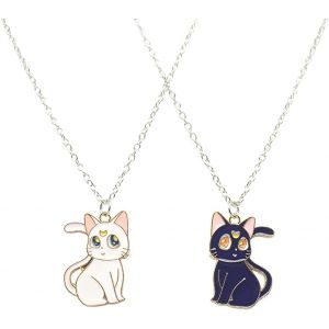 Kal-Collier D'amitié Pour 2 Filles, Meilleurs Amis Avec Pendentif Chat Lune, Chat Noir Chat Blanc Forever Best Friends, Collier Bff Pour 2 Filles, Cadeaux Pour Enfants Mère Filles Amis S?urs - Neuf