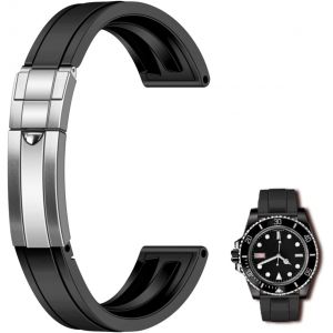 Eryi-Bracelet De Montre En Silicone Tpu De 20 Mm Pour Homme Et Femme - Caoutchouc Fluoré Avec Boucle Déployante Classique - Neuf