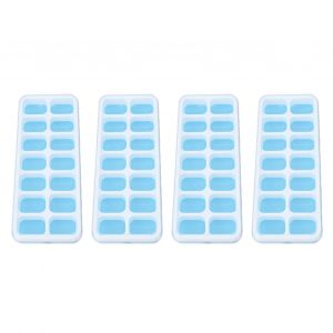 Hjlian Lot De 4 Moules A Glacons Avec Couvercle Amovible, Boite De Rangement Pour Complements Alimentaires Pour Bebe, Bleu - Neuf
