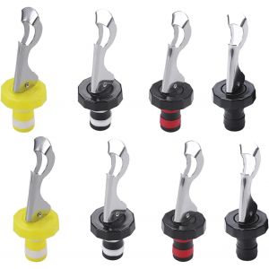 Checarzhn--No1-8pièces De Vin Réutilisables, Bouchons De Vin À Levier En Silicone, Bouchons De Vin À Levier En Caoutchouc Avec Ouvre-Bouteilles En Acier Inoxydable, Adaptés Au Vin, Au Champagne - Neuf