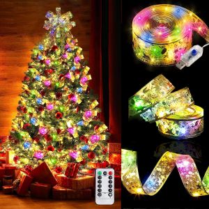 KAL-5 M 50 Led Lumières De Ruban De Sapin De Noël,Guirlandes Lumineuses À Ruban Brillant,Ruban Sapin Noël Led,Lumières De Ruban De Noël,Arc En Dentelle Diy Décor Sapin Vacances Intérieur Extérieur - Neuf