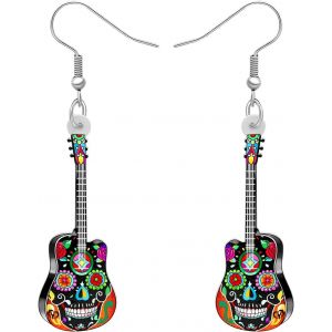 Kal-Acrylique Mignon Musique Basse Guitare Électrique Boucles D'oreilles Breloques Instrument Goutte Balancent Bijoux Cadeaux Pour Femmes Adolescentes Filles - Neuf