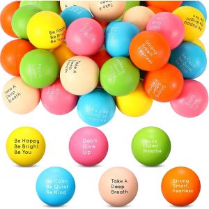 KAL-24 Balles Anti-Stress Inspirantes Balles Anti-Stress Color&eacute;es &Agrave; Presser Avec Citations Motivantes Boule D'Anxi&eacute;t&eacute; Inspirante Balles Anti-Stress De Motivation Pour Exercice De Main Anti-Col&egrave;re - Neuf