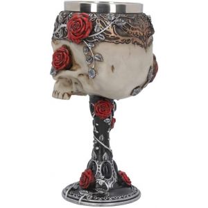 Gobelet Gothique En R&eacute;sine Avec Insert En Acier Inoxydable Motif Roses Noir 18 Cm Taille Unique - Neuf