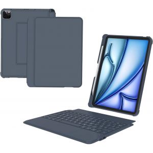 Clavier Pour Ipad Air 11 Pouces (M2 2024/M3 2025) Air 5/4 & Pro 11 Pouces (1ère À 4ème Gén.),Coque Clavier Détachable Avec Pavé Tactile,7 Couleurs Rgb,Azerty Français,Noir Gris - Neuf