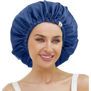 Femmes Soie Bonnet de Nuit Doux Double Couche Satin Doubl&eacute; Soie Enveloppe pour Cheveux R&eacute;glable Nuit Bonnet de Sommeil pour Longues Tresses Boucl&eacute;es Cheveux Naturels - Neuf