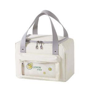 Sac &agrave; lunch carr&eacute; &eacute;pais avec poche avant &iquest; Id&eacute;al pour le travail, l'&eacute;cole et les activit&eacute;s de plein air &iquest; Beige - Neuf