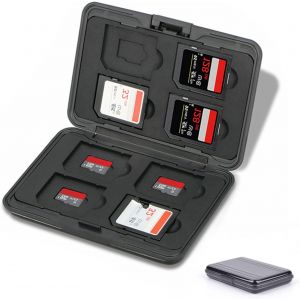 KALANKA-Étui pour Cartes Mémoire 16 Emplacements Résistant à l'eau, 8 SD + 8 Micro SD Cards, Boîte Plastique pour Micro SD SDXC SDHC TF (Noir) - Neuf