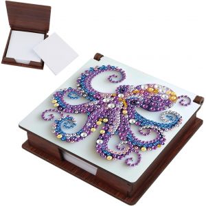 Ayuhr-Diamond Painting - Bloc De Notes - Recharge - Support En Bambou - Avec 160 Feuilles - Peinture Diamant - Boîte À Notes - Mosaïque - Cadeau - Pieuvre - Neuf