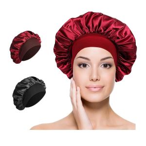 Bonnet de nuit en satin avec élastique souple, bonnet de nuit en soie pour cheveux bouclés et naturels - Neuf