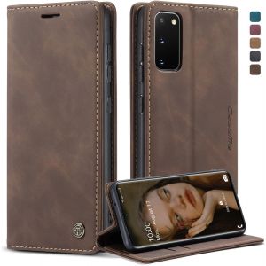 Samsung Galaxy S20 5g Case, Shockproof Premium Pu Leather Card Slots Wallet Case With Stand Function Flip Case For Samsung Galaxy S20 5g  Coffee - Neuf