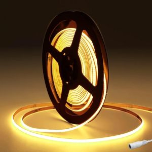12v Bande Led Cob 6500k, 5m Flexible Strip 8mm De Large, 480leds/M Découpable Ruban Bandeau, Pour Éclairage De Chambre À Coucher, Cuisine, Projet Diy (Alimentation Non Incluse) - Neuf