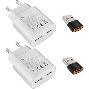JGD-25W USB CChargeur 15W USB A Adaptateur,pour&iquest;Samsung Galaxy Ultra S25/S24/S23/S22/S21/S20/+/Note 20/10/9/8/A73/A53/A54/A56/S10/S9,iPhone17/16/15/Pro/Pro Max/Plus,iPad,Moto,Google,Chargeur Rapide,B - Neuf
