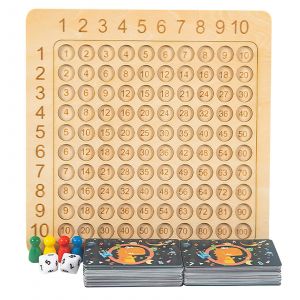 Jeu &eacute;ducatif en bois pour tables de multiplication - Plateau Montessori 22,5x22,5 cm - Apprentissage math&eacute;matique pour enfants 3-5 ans - Neuf
