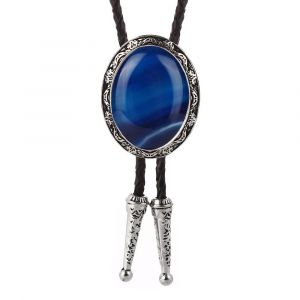 Pierre Naturelle Forme Ronde Bolo Cravate Pour Homme Western Cowboy Cravate Distinguée Noeud Papillon En Cuir Collier Corde Dames Accessoires - Neuf