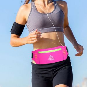 AONIJIE Sac banane multifonction pour sports de plein air, fitness, course a pied, poche pour telephone (rose rouge) - Neuf