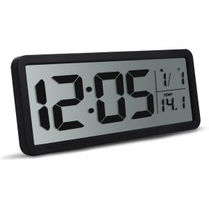 COPF-Horloge Murale Numérique,Réveil Numérique Led Avec Grands Chiffres,Température,12/24 Heures,Date,Horloge Numérique De Bureau Pour Chambre À Coucher,Bureau À Domicile,Voyage À L'École (Bat - Neuf